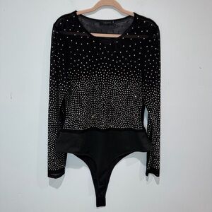 Talent Studded Black Long-Sleeve Bodysuit